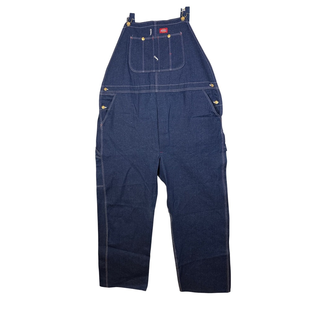 Dickies Indigo Blue Denim Bib Overalls Mens 48x32 Made in USA Workwear New NWT